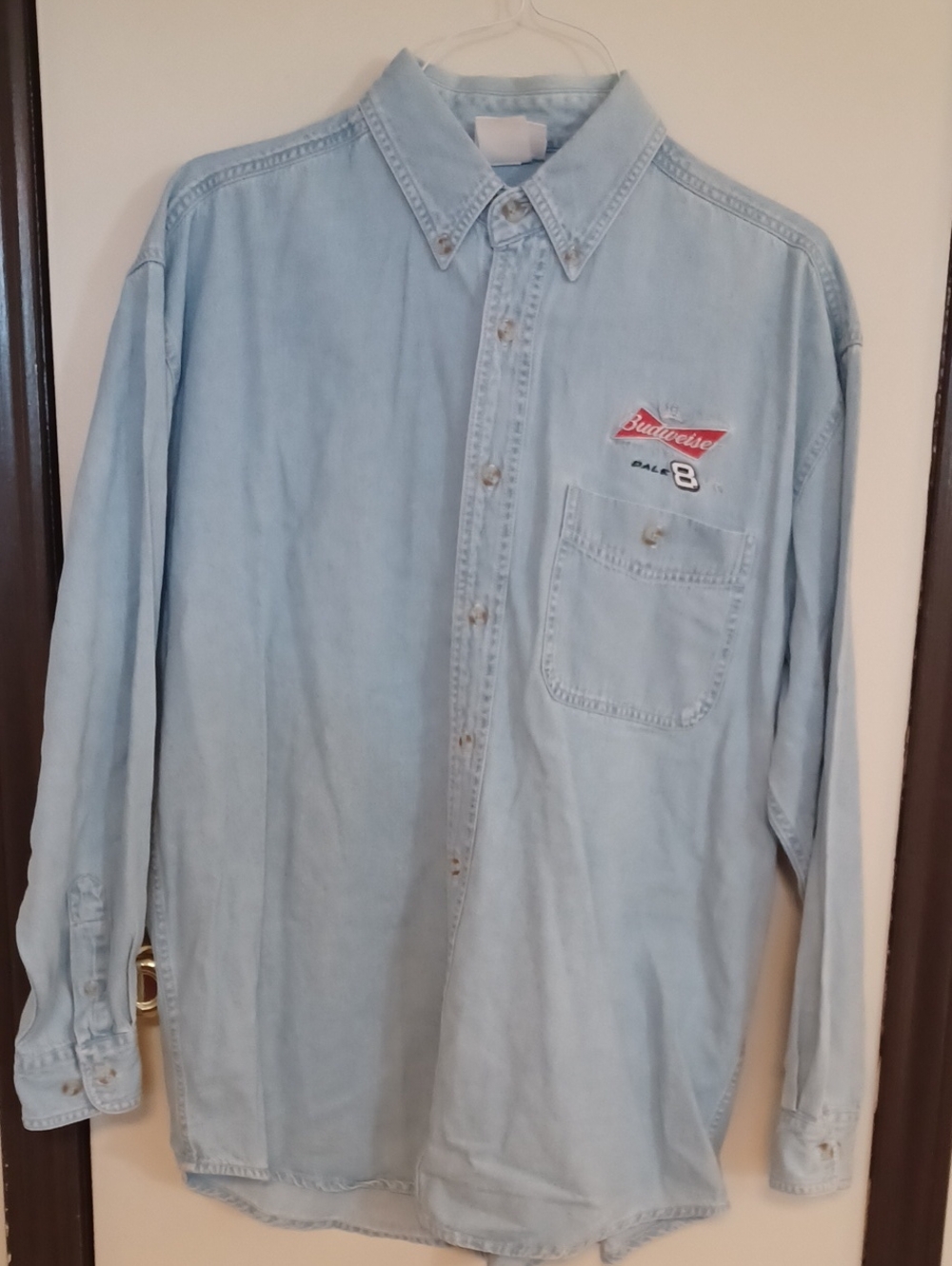 Chase Authentics Light Blue Denim Button-Down 8 Budweiser Shirt